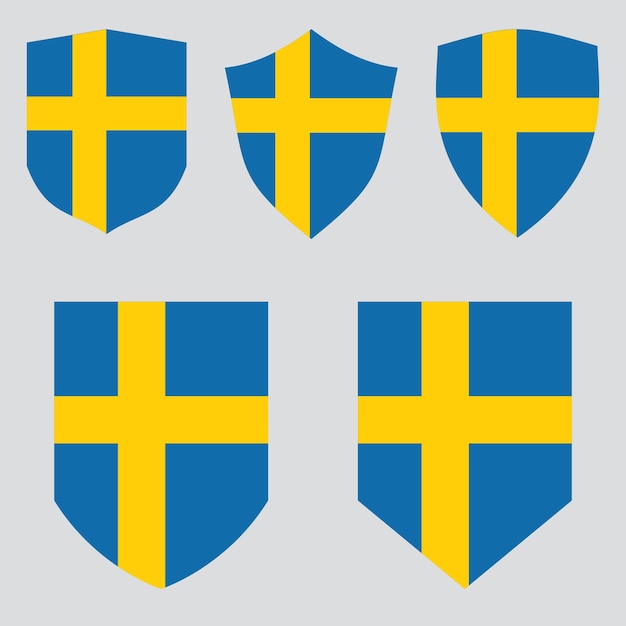 Conjunto de bandera de Suecia en marco en forma de escudo