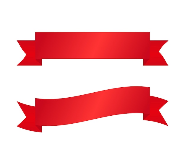 Conjunto de banderas de cintas rojas Conjunto De cintas Ilustración vectorial
