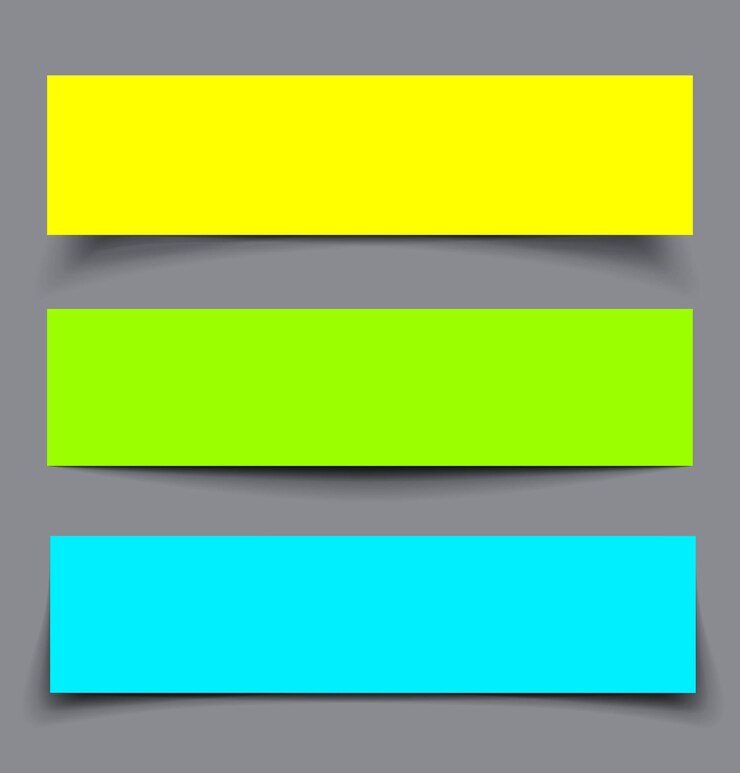 Vector conjunto de banderas de colores de papel con sombras, ilustración de diseño de materiales