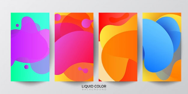 Conjunto de banderas de composición de formas abstractas fluidas.