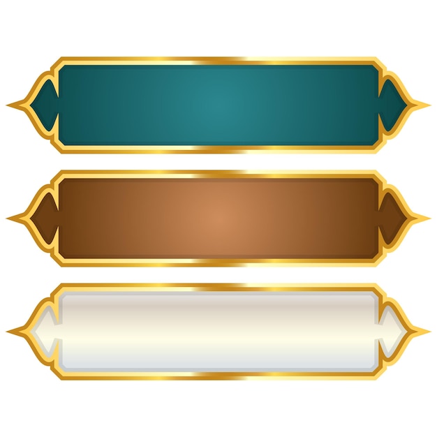 Conjunto de banderas islámicas de lujo decorativas doradas marco de título fondo clipart de caja de texto de oro
