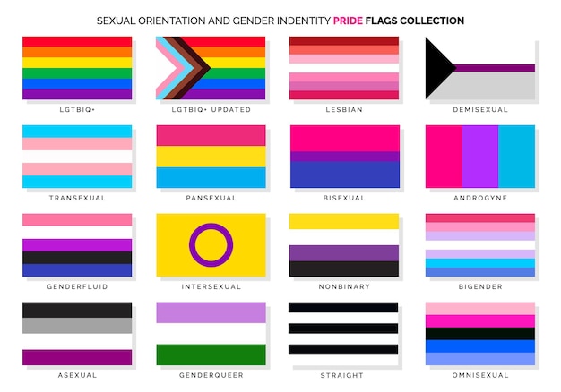 Conjunto de banderas de orgullo de identidad de género y orientación sexual