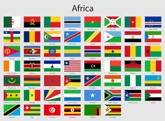 Vector conjunto de banderas de países africanos colección de banderas de toda áfrica