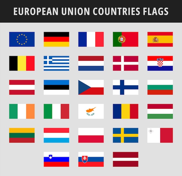 Conjunto de banderas de los países de la Unión Europea