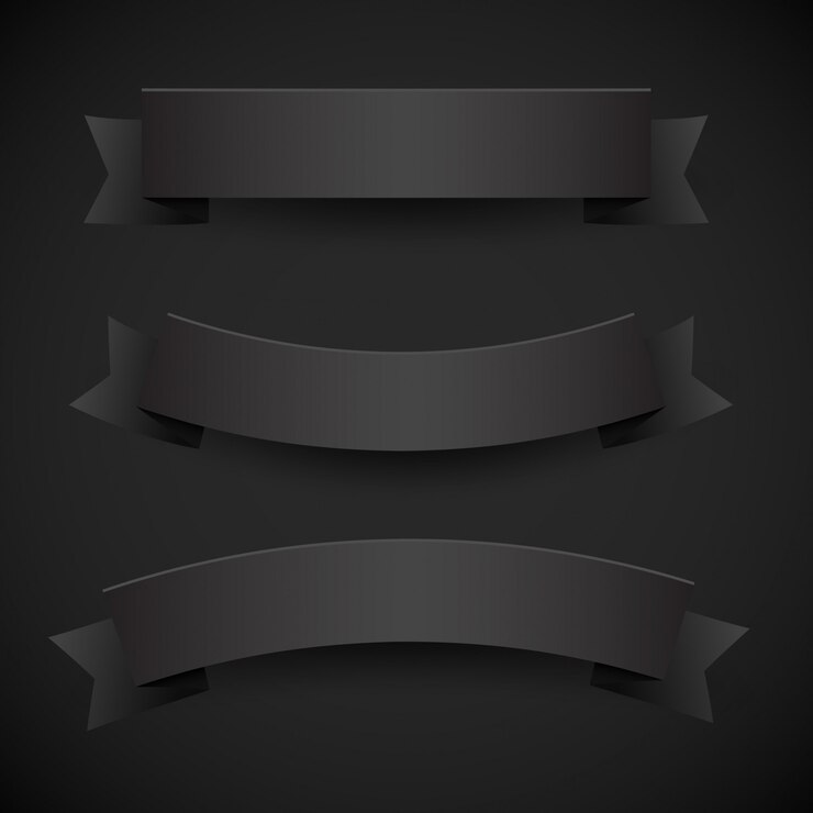 Vector conjunto de banderas de papel negro o cintas