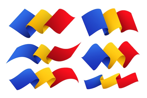Conjunto de banderas rumanas degradado