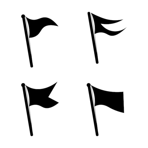 Conjunto de banderas vectoriales negras sobre un fondo blanco Ilustración vectorial