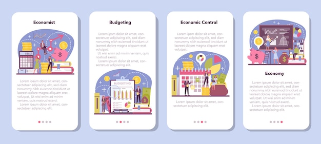 Conjunto de banner de aplicación móvil economista