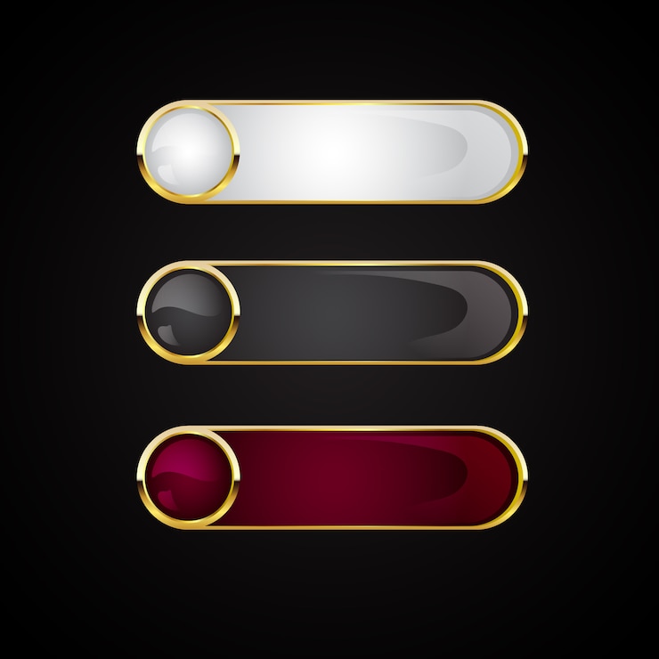 Vector conjunto de banner de botones dorados