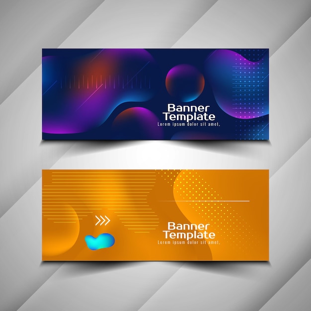 Conjunto de banner decorativo de flujo de líquido geométrico colorido