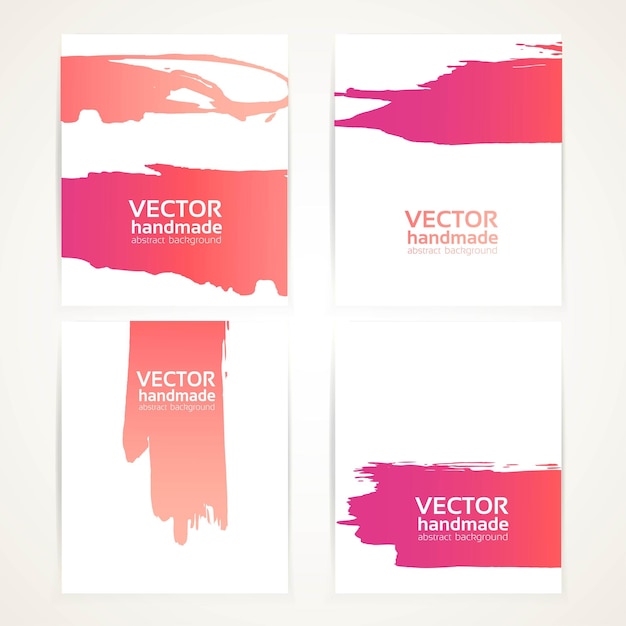 Vector conjunto de banner de dibujo a mano de textura de pincel rosa abstracto
