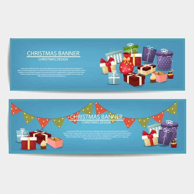 Vector conjunto de banner de feliz navidad