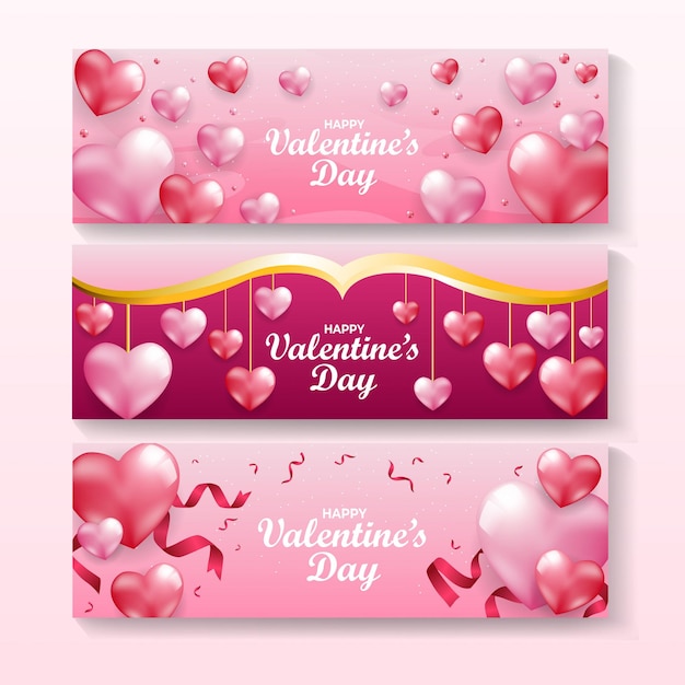 Conjunto de banner feliz san valentín