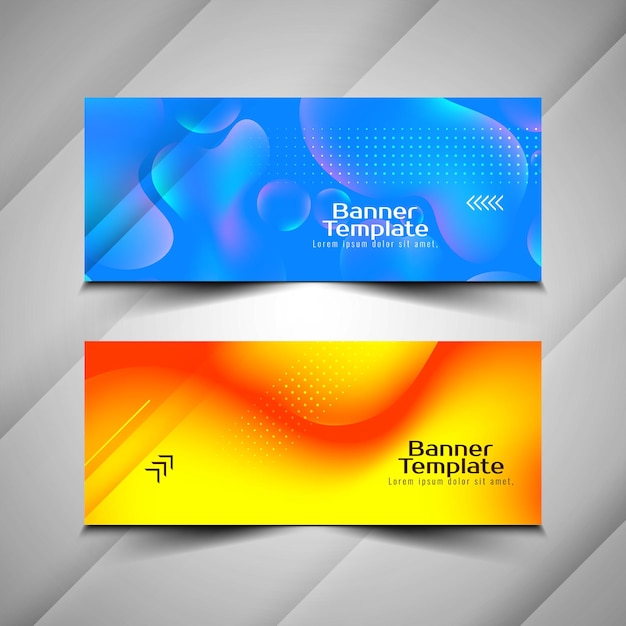 Conjunto de banner de flujo de líquido geométrico elegante colorido