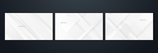 Conjunto de banner de fondo abstracto gris blanco moderno Plantilla web de fondo de presentación de patrón de banner de diseño gráfico abstracto de vector