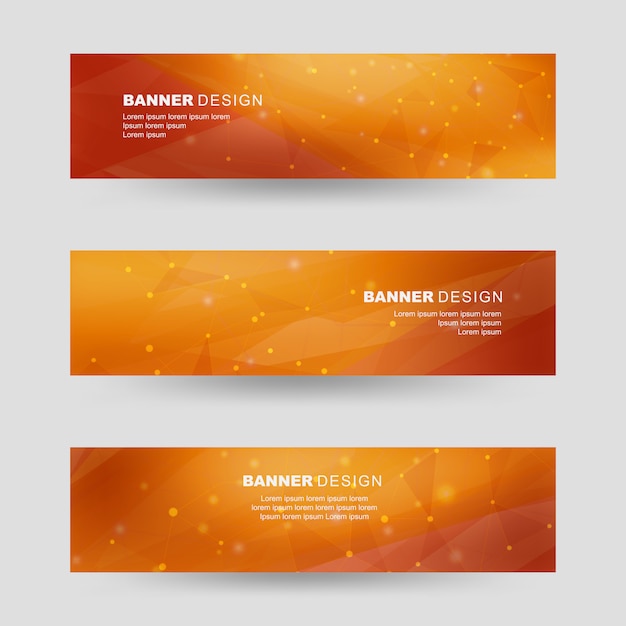Conjunto de banner de formas poligonales de color naranja