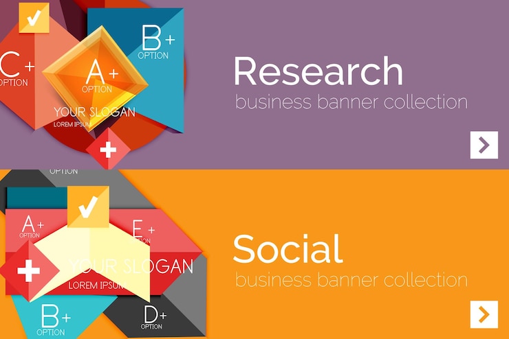 Vector conjunto de banner infográfico de papel de diseño plano