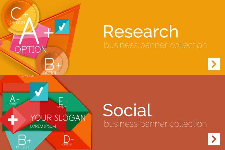 Vector conjunto de banner infográfico de papel de diseño plano