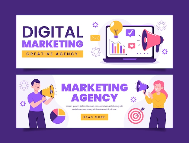 Conjunto de banner de marketing