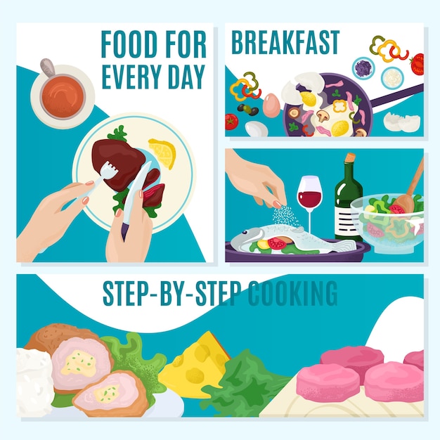 conjunto de banner de menú de comida saludable