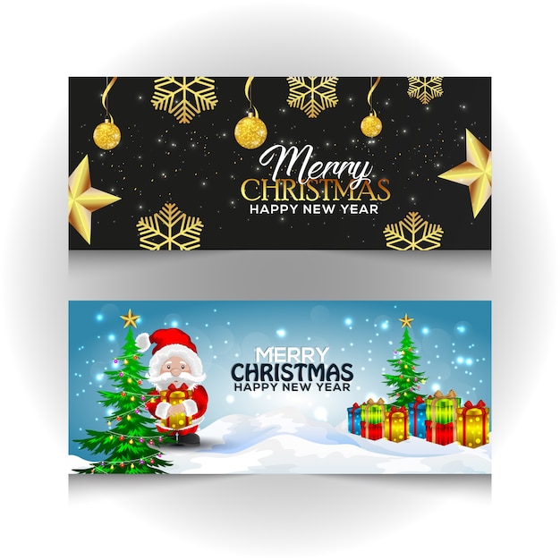 Vector conjunto de banner temático navideño