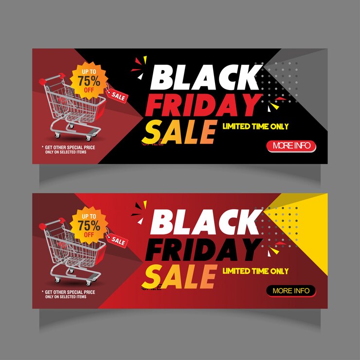 Vector conjunto de banner de venta de viernes negro