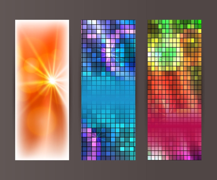 Vector conjunto de banner vertical elemento de diseño fondo resplandor abstracto shape24