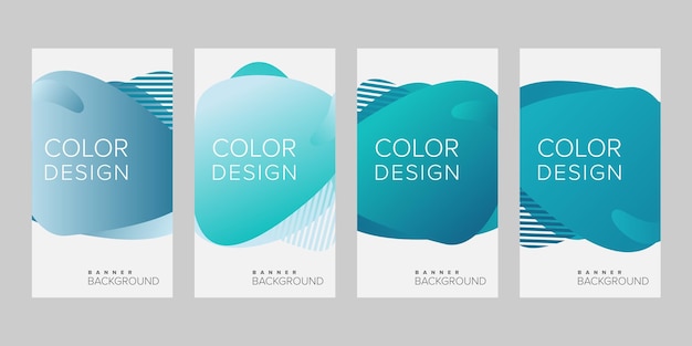 Conjunto de banner vertical de vector de diseño de color degradado de fondo abstracto