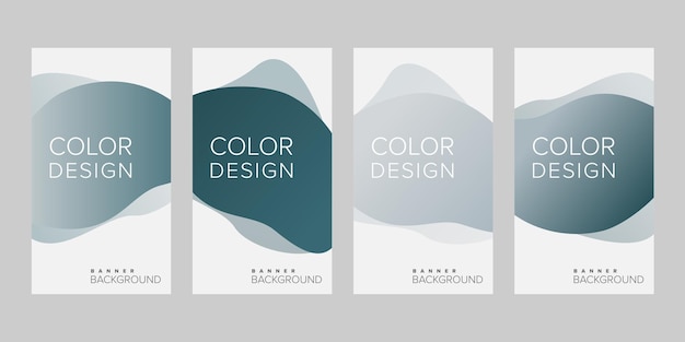 Conjunto de banner vertical de vector de diseño de color degradado de fondo abstracto