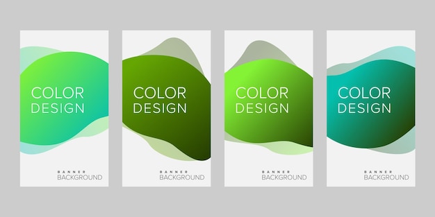 Conjunto de banner vertical de vector de diseño de color degradado de fondo abstracto