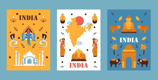 Conjunto de banner de viaje de india