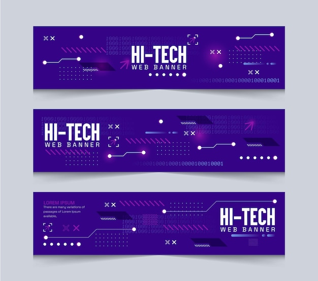 Vector un conjunto de banners para banner web de alta tecnología.