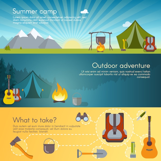Conjunto de Banners de camping
