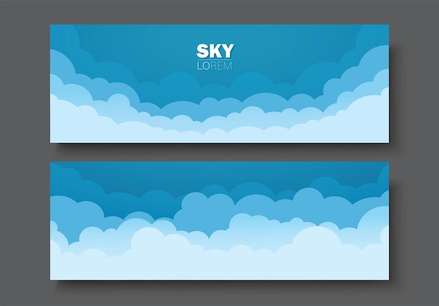 Conjunto de banners de cielo y nubes