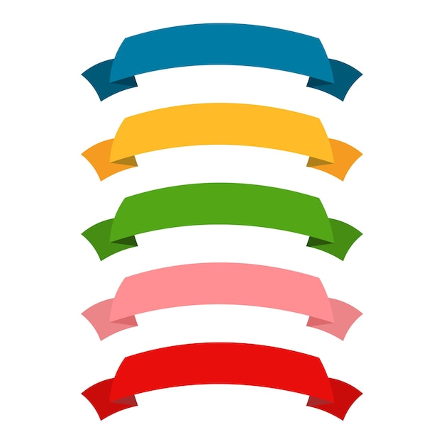 Conjunto de banners de cinta de colores y formas ilustración vectorial