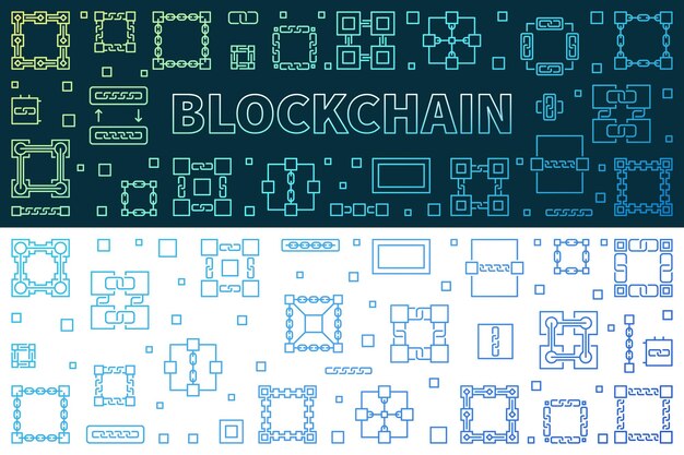 Conjunto de banners de colores vectoriales de Block Chain Ilustración de Blockchain