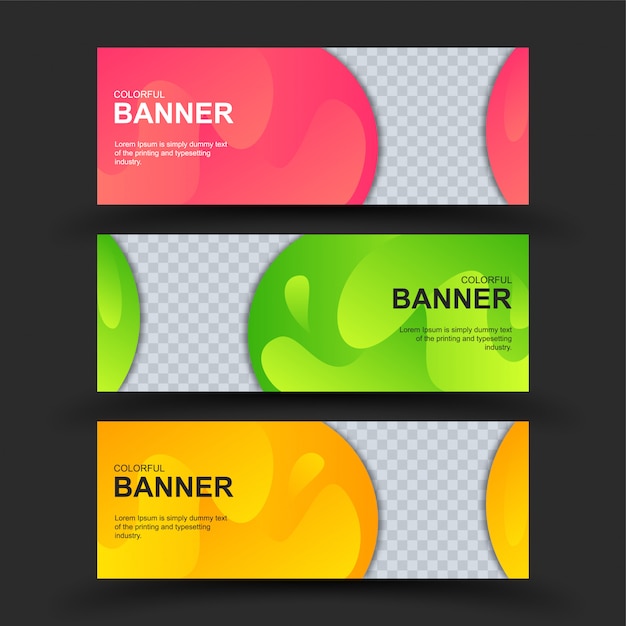 Conjunto de banners coloridos