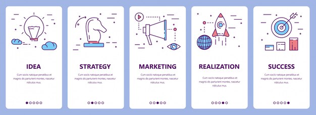 conjunto de banners de concepto de proyecto de diseño plano de línea delgada