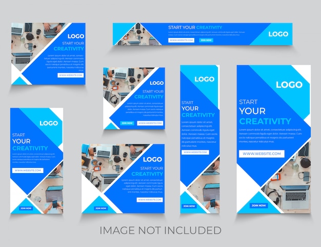 Conjunto de banners corporativos de redes sociales
