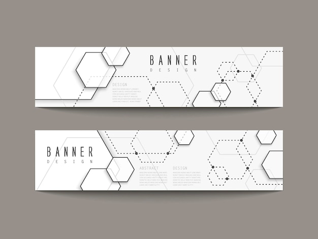 Conjunto de banners de elementos hexagonales de simplicidad