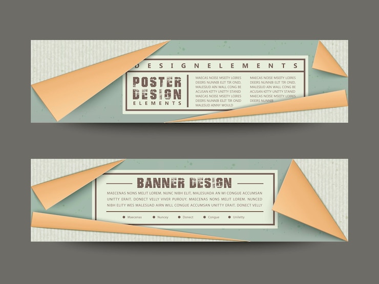 Vector conjunto de banners de estilo elegante papel doblado