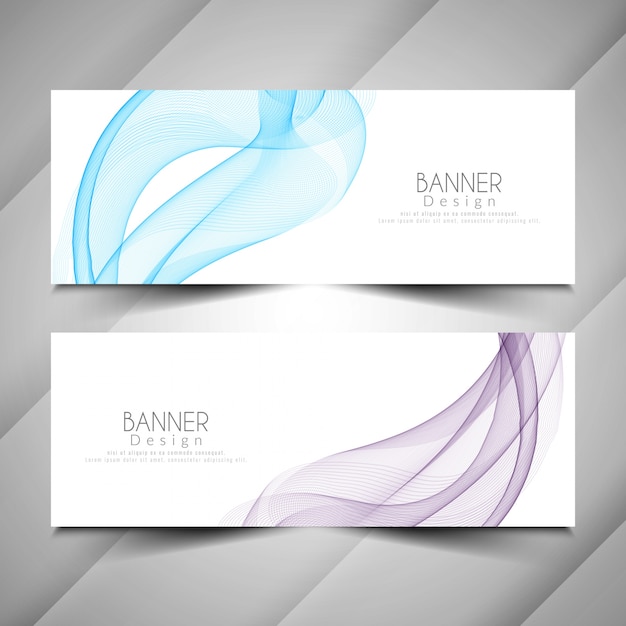 Conjunto de banners de estilo de onda con estilo abstracto