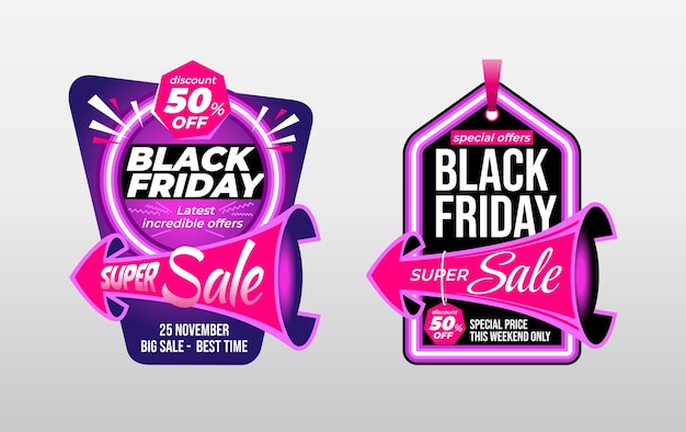 Vector conjunto de banners, etiquetas o etiquetas para black friday