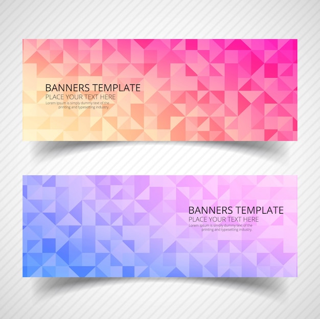 Conjunto de banners geométricos coloridos abstractos