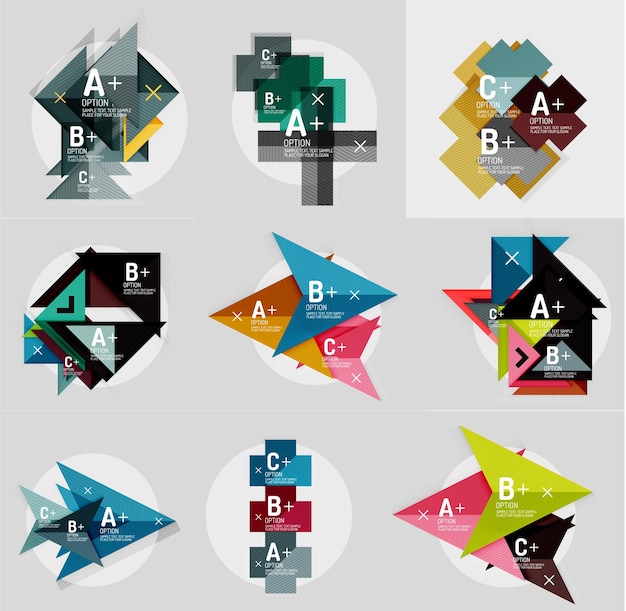 Conjunto de banners geométricos vectoriales