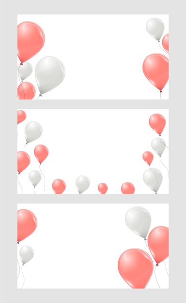 Conjunto de banners con globos de helio rosa y blanco.