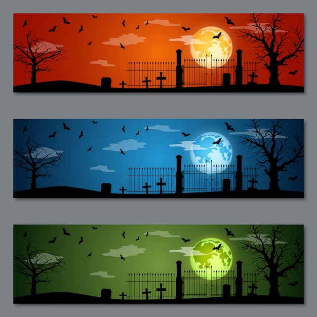 Conjunto de banners de halloween