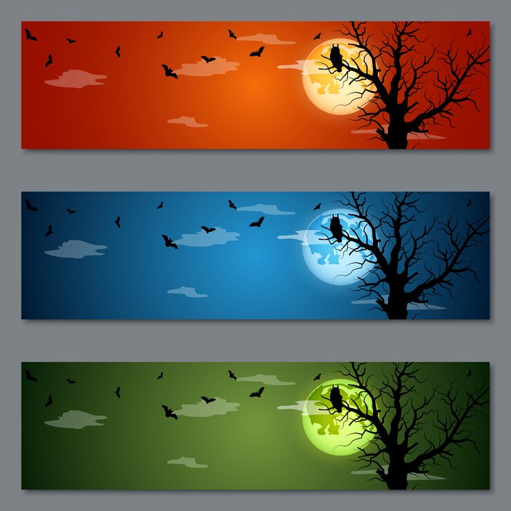 Vector conjunto de banners de halloween