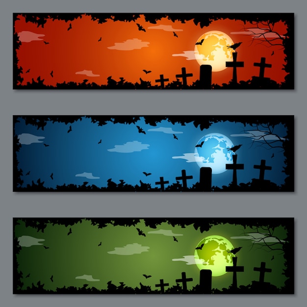 Conjunto de banners de halloween