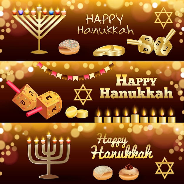 Conjunto de banners de Hanukkah